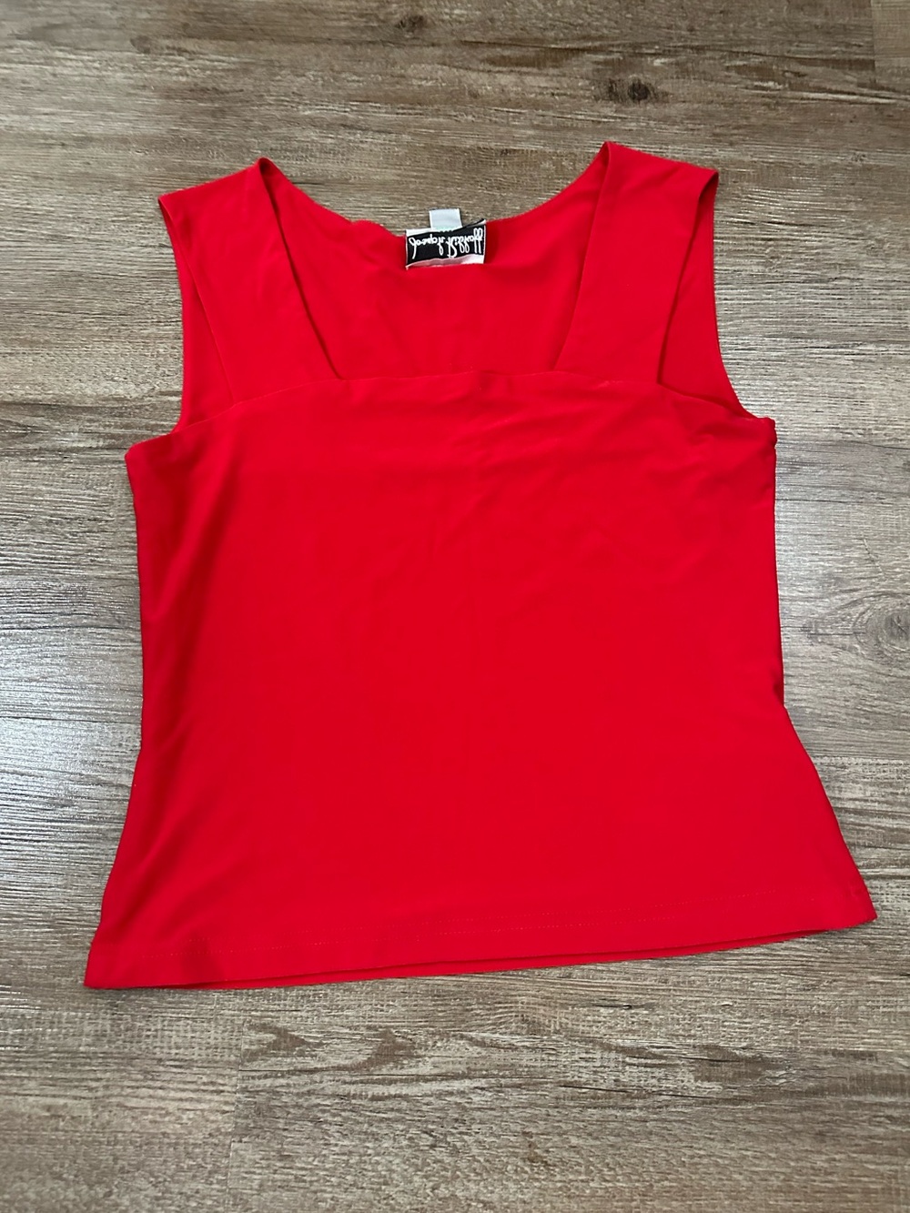 Vintage Bright Red Sleeveless Square-Neck Top